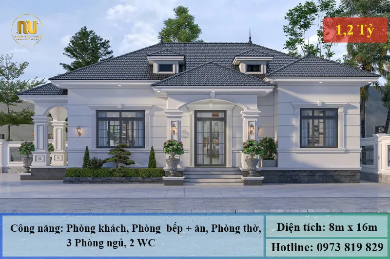 Nhà mái nhật 1 tầng 8mx16m