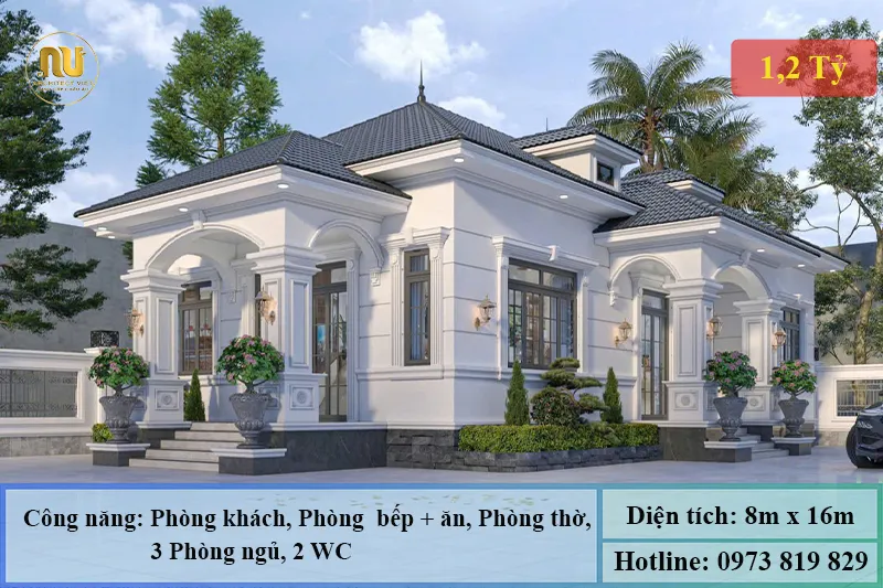 Nhà mái nhật 1 tầng 8mx16m