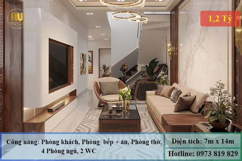 Nhà mái nhật 2 tầng ngang 7m