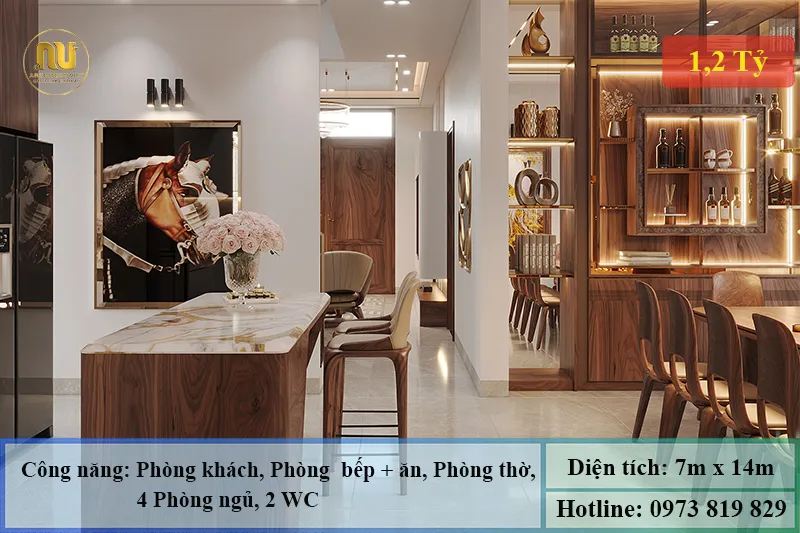 Nhà mái nhật 2 tầng ngang 7m