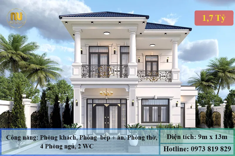 Nhà mái nhật 2 tầng ngang 9m