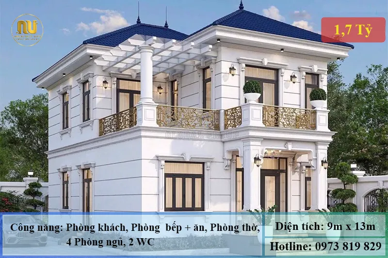 Nhà mái nhật 2 tầng ngang 9m