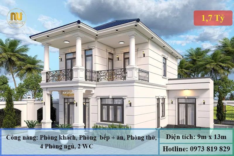 Nhà mái nhật 2 tầng ngang 9m