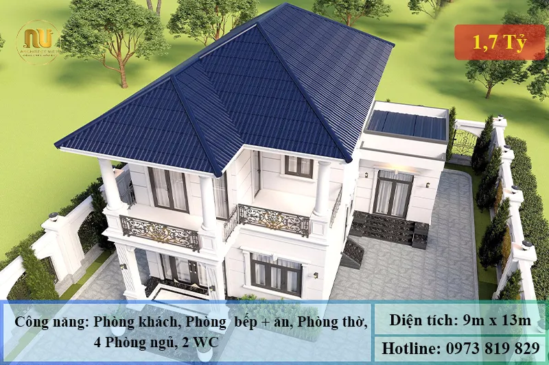 Nhà mái nhật 2 tầng ngang 9m