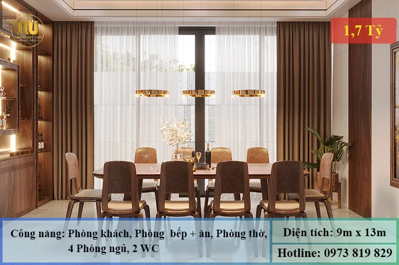 Nhà mái nhật 2 tầng ngang 9m