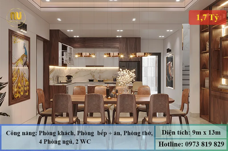 Nhà mái nhật 2 tầng ngang 9m