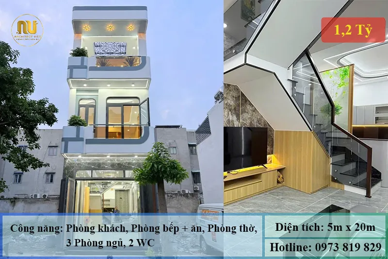Nhà Phố 3 Tầng 5x20m