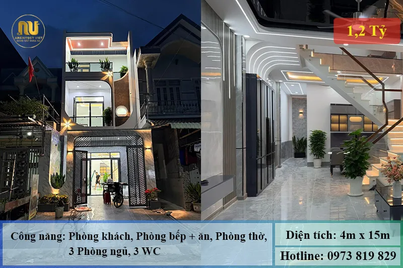 Thiết Kế Nhà 4x15 3 Tầng