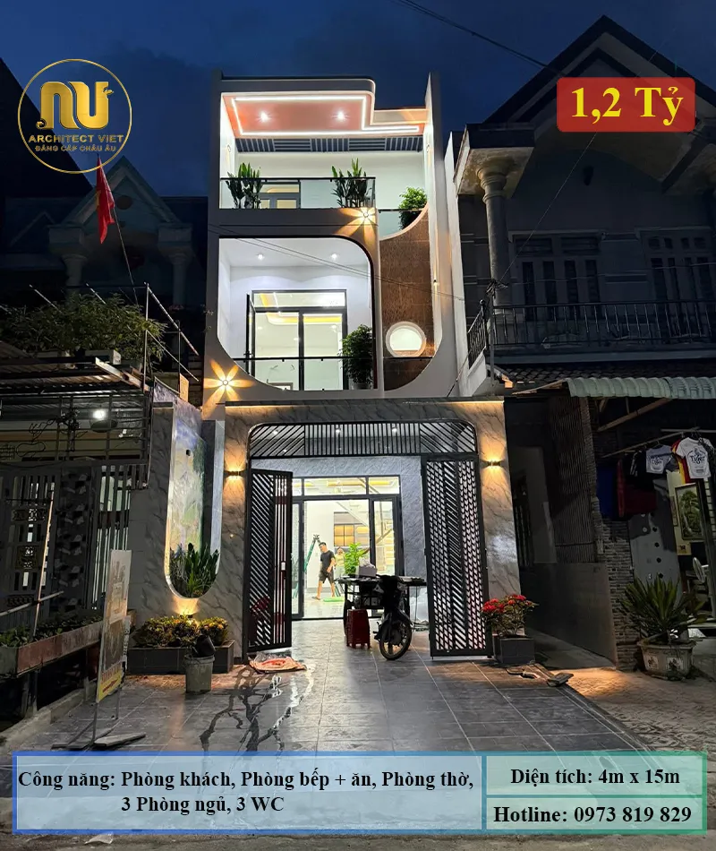 Thiết Kế Nhà 4x15 3 Tầng