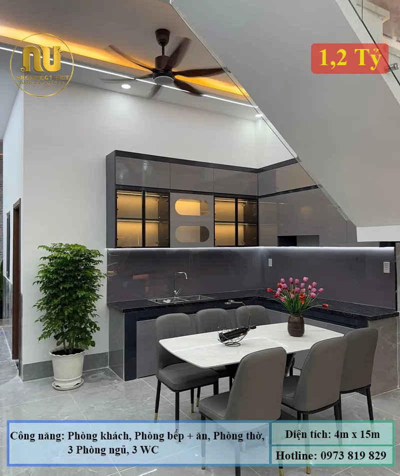 Thiết Kế Nhà 4x15 3 Tầng
