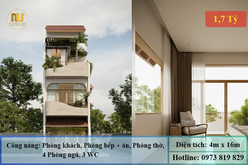 Thiết Kế Nhà 4x16 3 Tầng