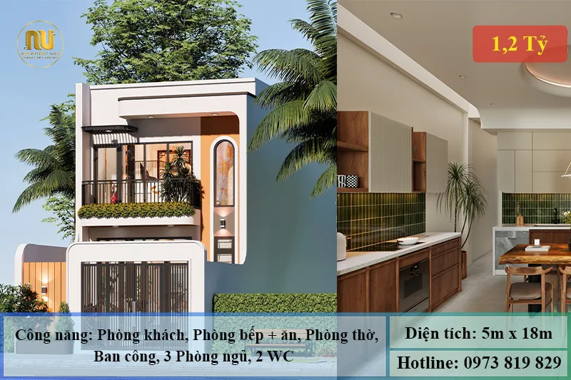 Thiết kế nhà 5x18m 2 tầng