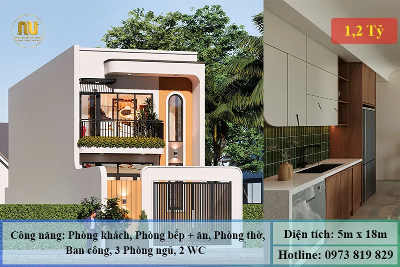 Thiết kế nhà 5x18m 2 tầng
