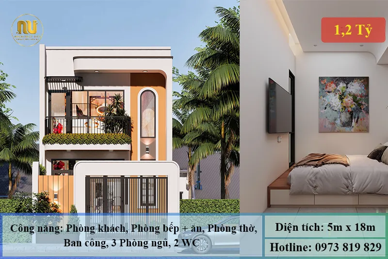 Thiết kế nhà 5x18m 2 tầng