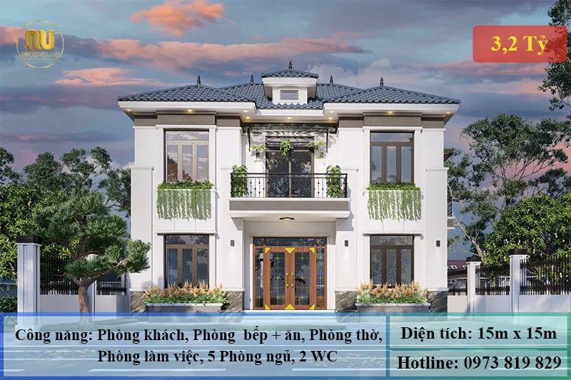 Thiết kế nhà mặt tiền 15m sâu 5m