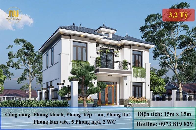 Thiết kế nhà mặt tiền 15m sâu 5m