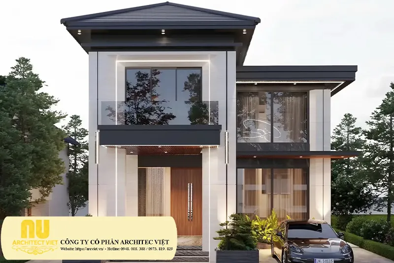 8x12m nhà 2 tầng mái Nhật hiện đại