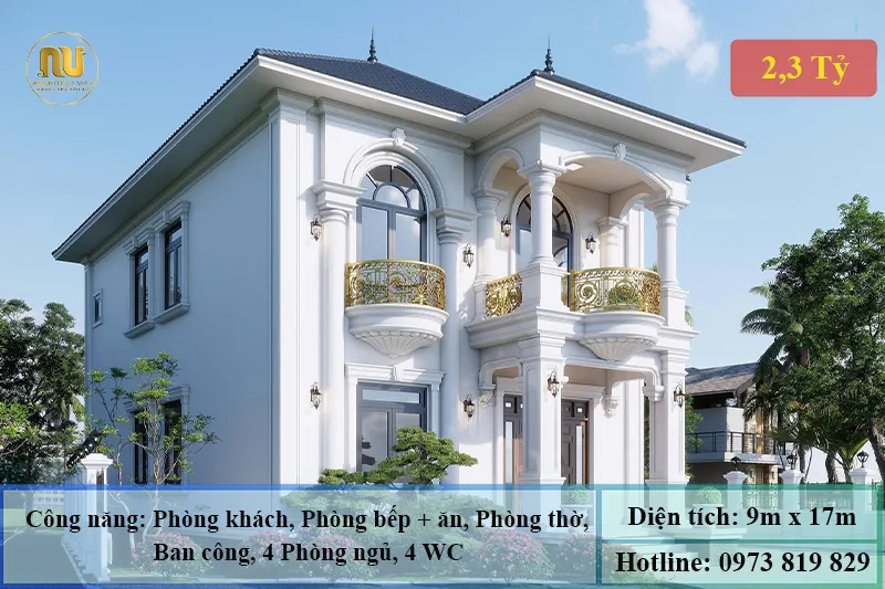 Biệt thự mái nhật ngang 9m dài 17m