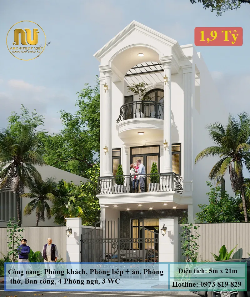 Mặt tiền nhà ống 5m 3 tầng