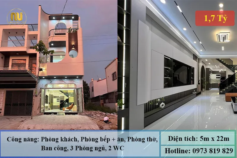 Mặt tiền nhà phố 5m 3 tầng hiện đại