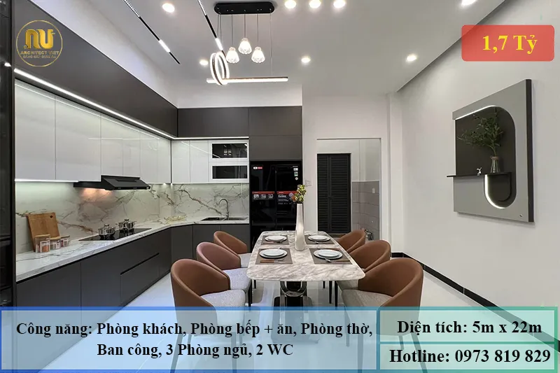 Mặt tiền nhà phố 5m 3 tầng hiện đại