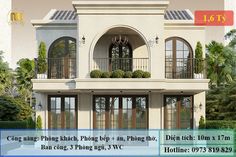 Mẫu biệt thự mặt tiền 10m 2 tầng