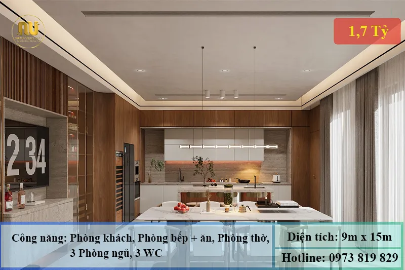 Mẫu nhà 9x15m 2 tầng