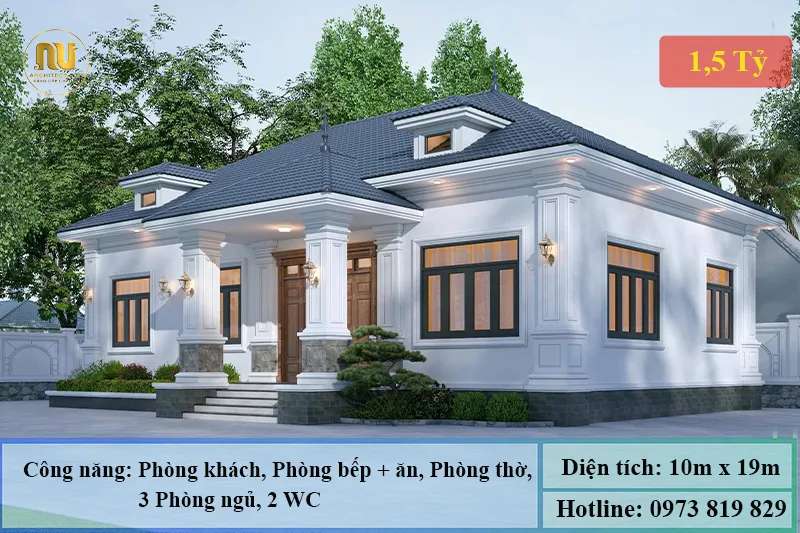 Mẫu nhà mặt tiền 10m 1 tầng
