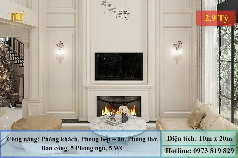 Mẫu nhà mặt tiền 10m dài 20m