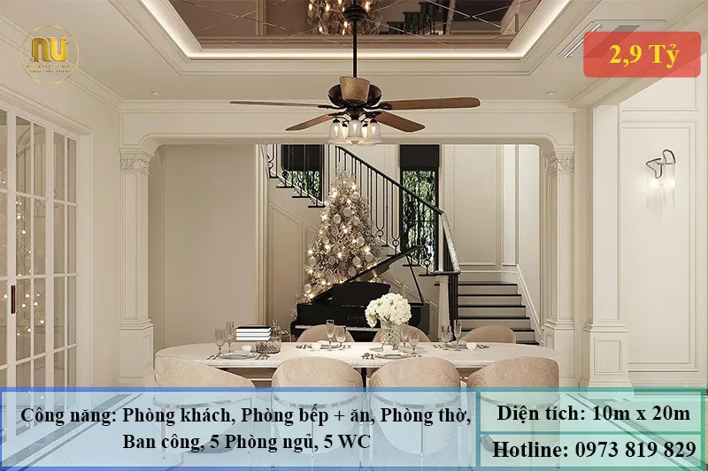 Mẫu nhà mặt tiền 10m dài 20m