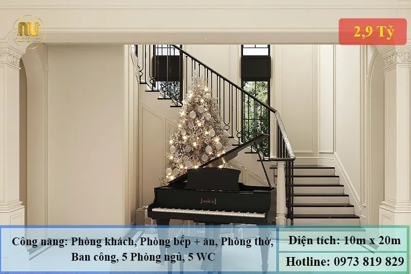 Mẫu nhà mặt tiền 10m dài 20m