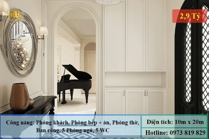 Mẫu nhà mặt tiền 10m dài 20m