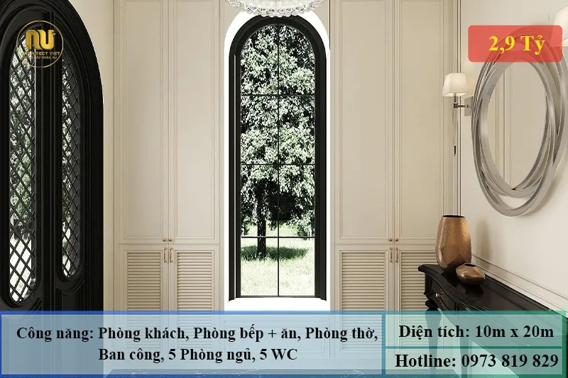 Mẫu nhà mặt tiền 10m dài 20m