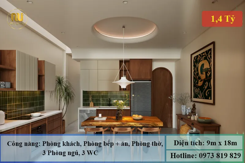 Thiết kế nhà ngang 9m dài 18m 1 tầng