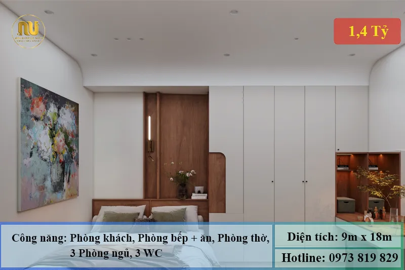 Thiết kế nhà ngang 9m dài 18m 1 tầng