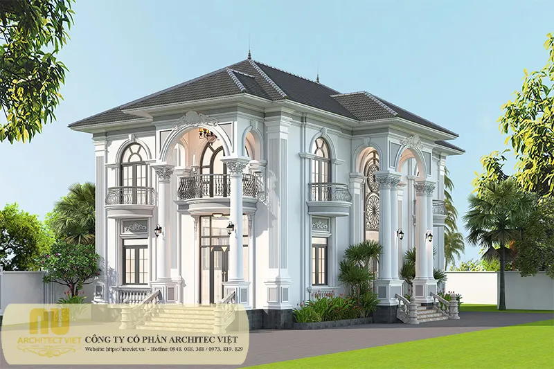 Biệt thự 2 tầng mái Nhật tân cổ điển
