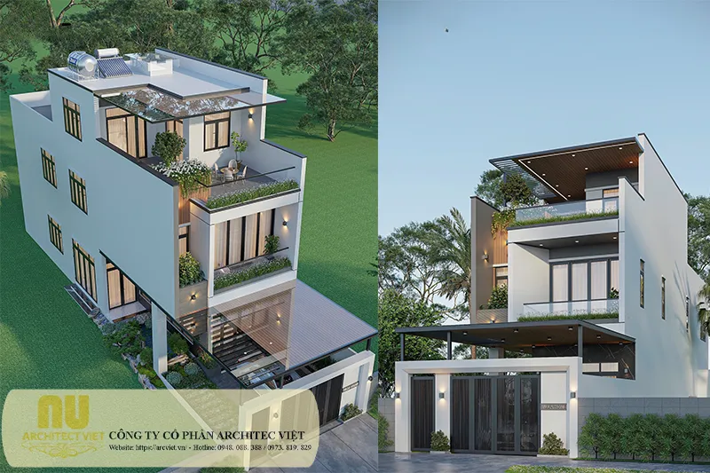 Mẫu nhà mặt tiền 7m 2 tầng hiện đại