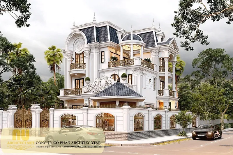 Mẫu nhà tân cổ điển 3 tầng 2 mặt tiền