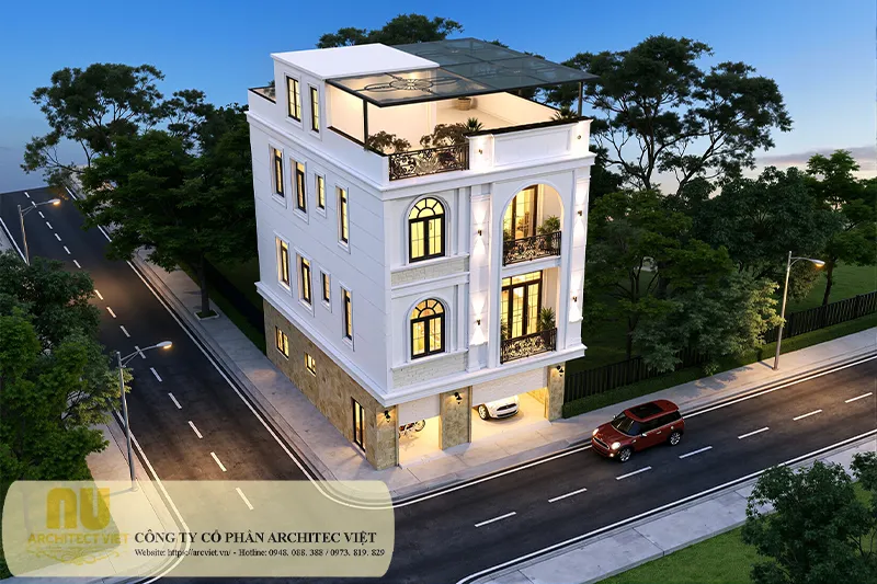 Mẫu nhà tân cổ điển 3 tầng mặt tiền 8m
