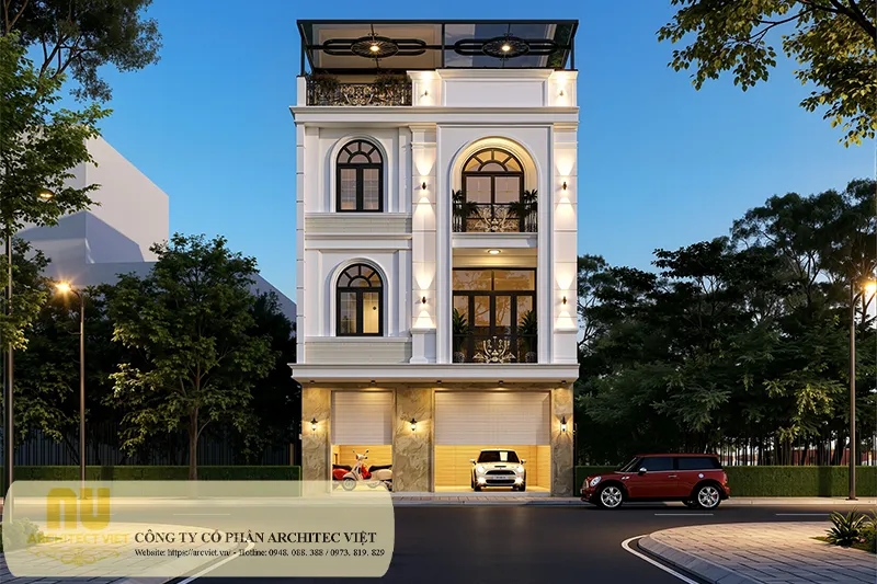 Mẫu nhà tân cổ điển 3 tầng mặt tiền 8m