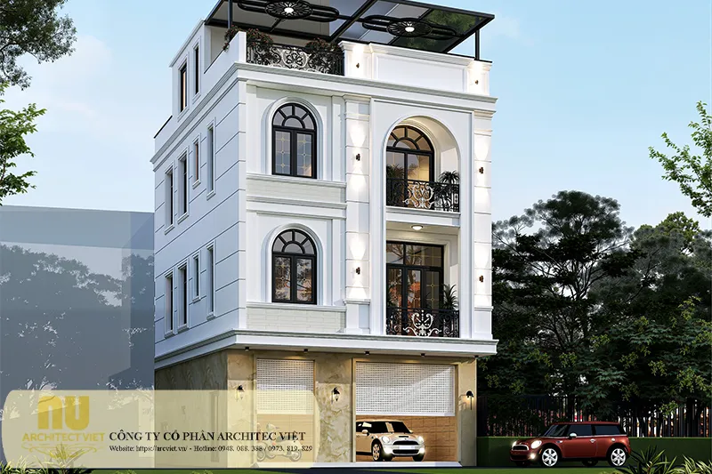 Mẫu nhà tân cổ điển 3 tầng mặt tiền 8m