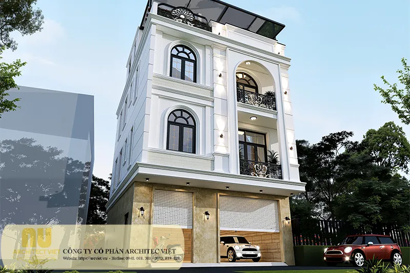 Mẫu nhà tân cổ điển 3 tầng mặt tiền 8m