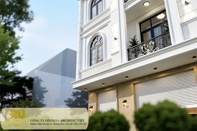 Mẫu nhà tân cổ điển 3 tầng mặt tiền 8m