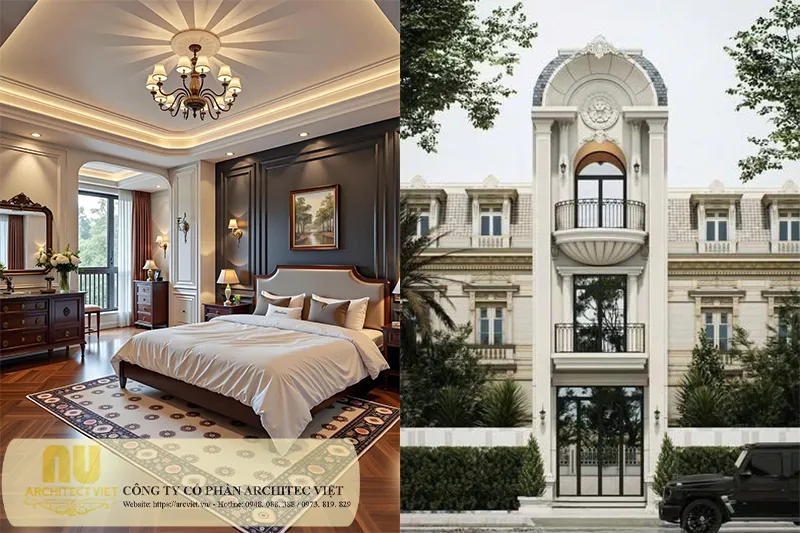 Nhà tân cổ điển mặt tiền 4m 3 tầng