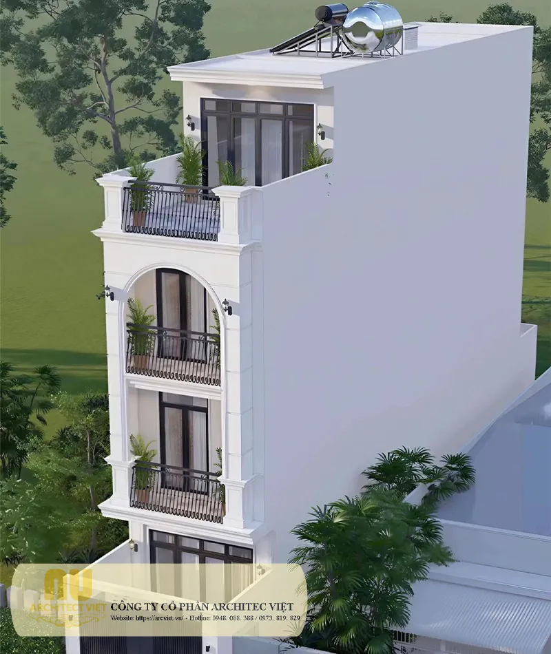 Nhà tân cổ điển mặt tiền 5m 3 tầng