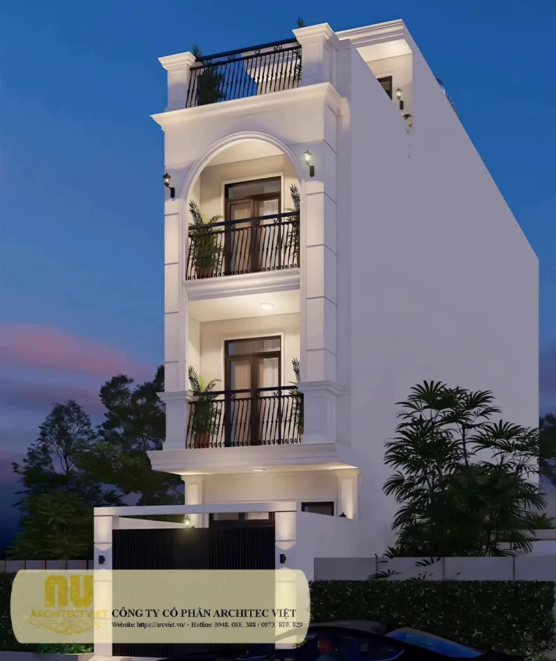 Nhà tân cổ điển mặt tiền 5m 3 tầng