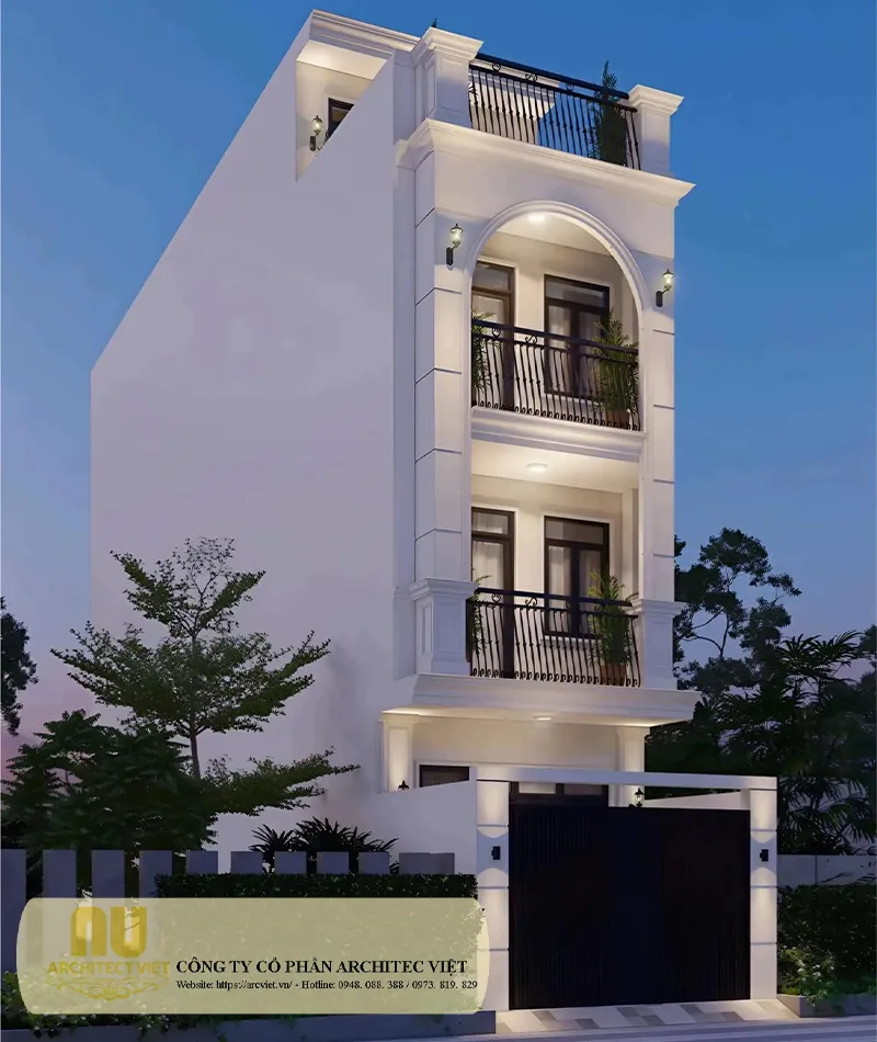 Nhà tân cổ điển mặt tiền 5m 3 tầng