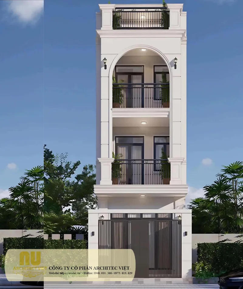 Nhà tân cổ điển mặt tiền 5m 3 tầng