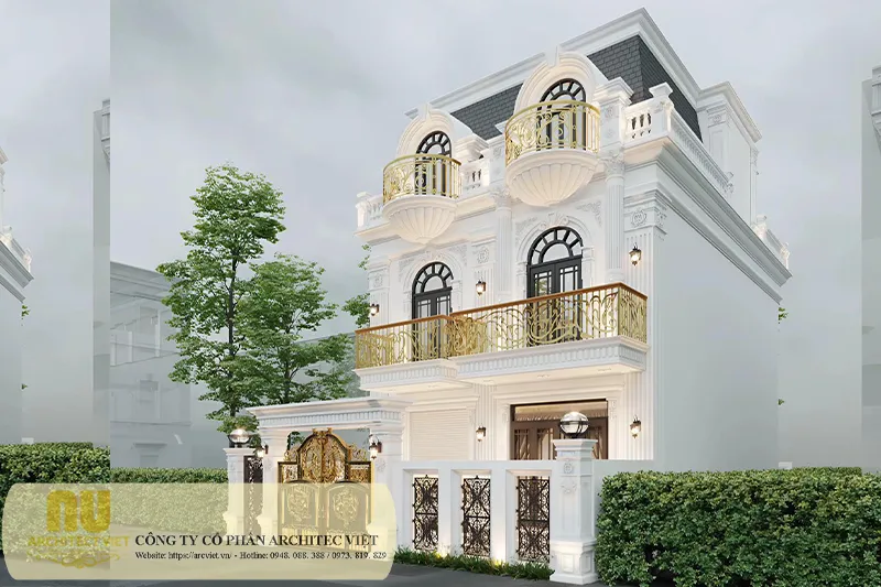 Nhà tân cổ điển mặt tiền 9m 3 tầng