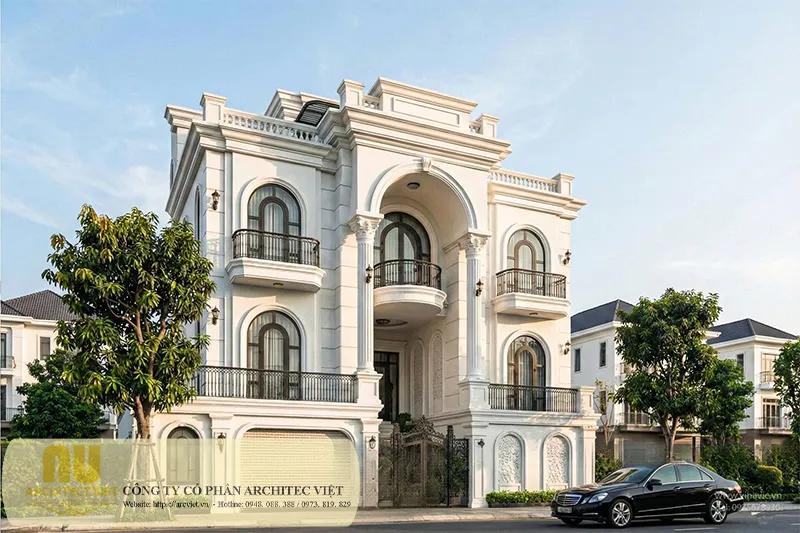 Mẫu nhà tân cổ điển mặt tiền 12m